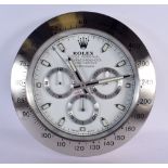 A ROLEX SHOP DISPLAY ADVERTISING WALL CLOCK. 33 cm diameter.