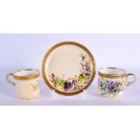 Royal Worcester coffee cup, teacup and saucer painted with clematis by David Bates, who late painted