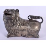 A 19TH CENTURY SOUTH EAST ASIAN SILVER BOX AND COVER formed as a scowling lion. 616 grams. 21 cm x 1