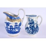 18th c. Caughley jug printed with the Fence pattern and a Late Caughley jug printed with a chinoiser