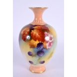Royal Worcester vase painted with autumnal leaves and berries by K. Blake, signed, shape 302 H, dat