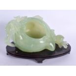 AN EARLY 20TH CENTURY CHINESE CARVED JADE BRUSH WASHER Late Qing/Republic. 18 cm x 11 cm.