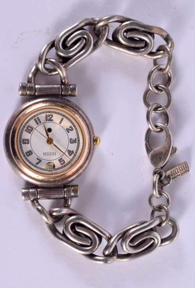 A SILVER WATCH. 2.75 cm wide.