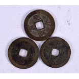 THREE EARLY 20TH CENTURY CHINESE COINS Late Qing/Republic. 2.75 cm diameter. (3)