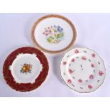 Late 19th/Early 20th century Derby plates, A crimson ground plate painted with fruit by Cuthbert Gre