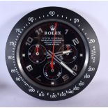 A ROLEX SHOP DISPLAY ADVERTISING WALL CLOCK. 33 cm diameter.