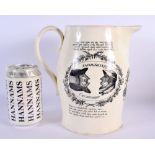 A UNUSUAL ANTIQUE CREAMWARE COURTSHIP AND MATRIMONY JUG. 21 cm x 18 cm.