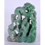 A FINE EARLY 20TH CENTURY CHINESE CARVED GREEN JADEITE FIGURE Late Qing/Republic. 11 cm x 7 cm.