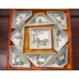 A CHINESE PORCELAIN HORDEVRES SET. 27 cm square.