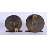 TWO ANTIQUE MINIATURE FISHING REELS. Largest 6 cm wide. (2)