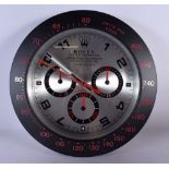 A ROLEX SHOP DISPLAY ADVERTISING WALL CLOCK. 33 cm diameter.