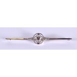 AN 18CT WHITE GOLD AND DIAMOND BAR BROOCH. 3.8 grams. 6.25 cm x 1 cm.