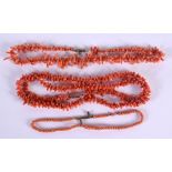 AN ART DECO CORAL NECKLACE. 57 grams. 71 cm long.