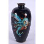 AN EARLY 20TH CENTURY JAPANESE MEIJI PERIOD CLOISONNE ENAMEL VASE decorated with a dragon. 9 cm high