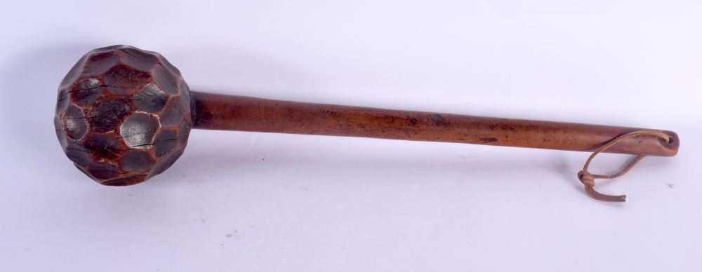 A RARE 19TH CENTURY AFRICAN ZULU TRIBAL KNOBKERRIE THROWING CLUB with concave dimple carved terminal