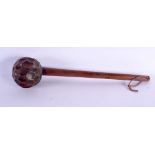 A RARE 19TH CENTURY AFRICAN ZULU TRIBAL KNOBKERRIE THROWING CLUB with concave dimple carved terminal