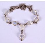 A VINTAGE SILVER GEM SET NECKLACE. 7 grams. 40 cm long.