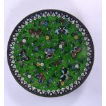 A 19TH CENTURY JAPANESE MEIJI PERIOD CLOISONNE ENAMEL PLATE Attributed to the Namikawa workshop. 18