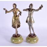 Josef Lorenzl (C1930) Bronze, Pair of figures. 18 cm high.