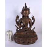 A LARGE 19TH CENTURY CHINESE TIBETAN BRONZE FIGURE OF A BUDDHA modelled upon a triangular base. 42 c