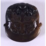 A CHINESE JADE PLAQUE 20th Century. 5 cm x 5.25 cm.