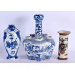 A 19TH CENTURY CHINESE BLUE AND WHITE PORCELAIN TULIP VASE Qing, together with two similar vases. La