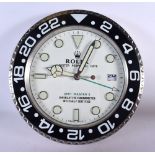 A ROLEX SHOP DISPLAY ADVERTISING WALL CLOCK. 33 cm diameter.