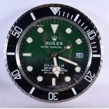 A ROLEX SHOP DISPLAY ADVERTISING WALL CLOCK. 33 cm diameter.