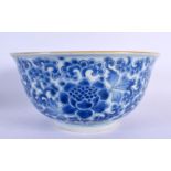 A CHINESE QING DYNASTY BLUE AND WHITE PORCELAIN BOWL Kangxi mark and possibly of the period, painted