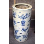 A LARGE CHINESE BLUE AND WHITE STICK STAND 20th Century. 60 cm x 25 cm.