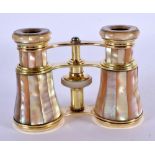ANTIQUE FRENCH LEMAIRE FABT MOTHER-OF-PEARL W/GOLD OPERA GLASSES EARLY 1900'S. 5.8cm retracted, 7.5
