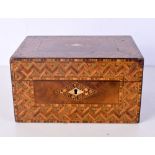 A Tunbridge ware wooden jewellery box 14 x 25 x 14 cm.