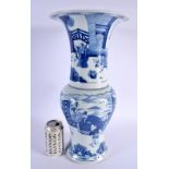 A LARGE CHINESE BLUE AND WHITE PORCELAIN YEN YEN VASE 20th Century, painted with figures in landscap