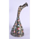 A VERY RARE 19TH CENTURY QAJAR GOLD LEAF & ENAMEL HOOKAH TOP the white metal / silver carved body d