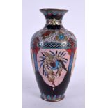 AN EARLY 20TH CENTURY JAPANESE MEIJI PERIOD CLOISONNE ENAMEL VASE decorated with birds. 15.5 cm high