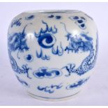 A 19TH CENTURY CHINESE BLUE AND WHITE PORCELAIN BRUSH WASHER bearing Kangxi marks to base, painted w