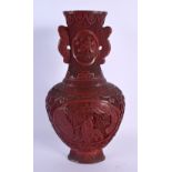 A FINE 18TH/19TH CENTURY CHINESE CARVED CINNABAR LACQUER VASE Qianlong/Jiaqing, decorated with figur