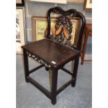 A 19TH CENTURY CHINESE HARDWOOD CHAIR. 88 cm x 48 cm.