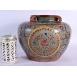 AN UNUSUAL 19TH CENTURY CHINESE POLYCHROMED POTTERY JARDINIERE possibly made for the Thai market. 21