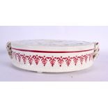 AN UNUSUAL 19TH CENTURY SCOTTISH SPONGE DECORATED POTTERY POSY BOWL painted with flowers. 24 cm wide