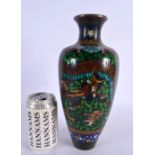 A LARGE 19TH CENTURY JAPANESE MEIJI PERIOD CLOISONNE ENAMEL VASE decorated with dragons. 27 cm x 11