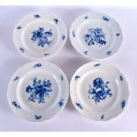 FOUR MEISSEN BLUE AND WHITE PLATES. 23 cm wide. (4)