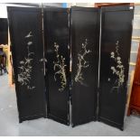 A CHINESE REPUBLICAN PERIOD HARDWOOD SILVER INLAID SCREEN. 180 cm x 180 cm.