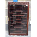 A CHINESE REPUBLICAN PERIOD HARDWOOD SNUFF BOTTLE DISPLAY CABINET. 88 cm x 48 cm.