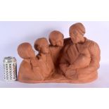 Gaston Hauchecorne (1880-1945) Terracotta, Grandmother with children. 42 cm x 30 cm.