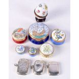 A collection of silver vesta cases together with a collection of ceramic pots 6cm.(11)