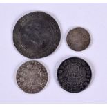 FOUR ANTIQUE COINS. 13 grams. Largest 3 cm wide. (4)