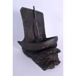 British School (20th Century) Bronze, Dimchurch Flit, Sail boat. 14 cm x 16 cm.