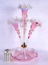 A LARGE VICTORIAN PINK FLASH GLASS EPERGNE. 53 cm x 27 cm.