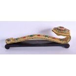 AN EARLY 20TH CENTURY CHINESE YELLOW METAL ENAMELLED RUI SCEPTRE Late Qing/Republic, jewelled with m